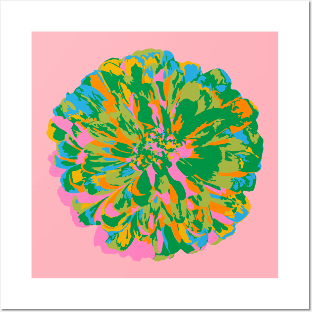 CHRYSANTHEMUMS Abstract Big Flower Summer Bright Floral - Green Blue Pink Yellow Pale Pink - UnBlink Studio by Jackie Tahara Wall Art by UnBlink Studio by Jackie Tahara